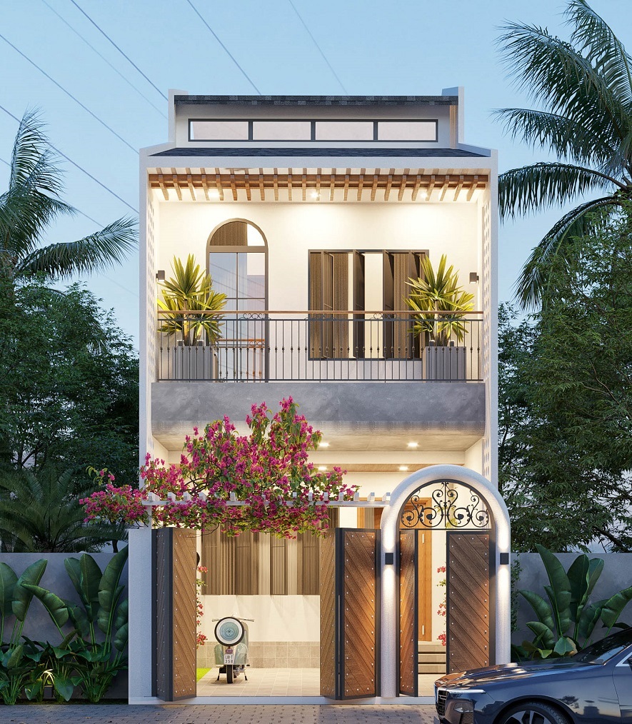 Mẫu nhà đẹp 2 tầng mặt tiền 5m tiện nghi