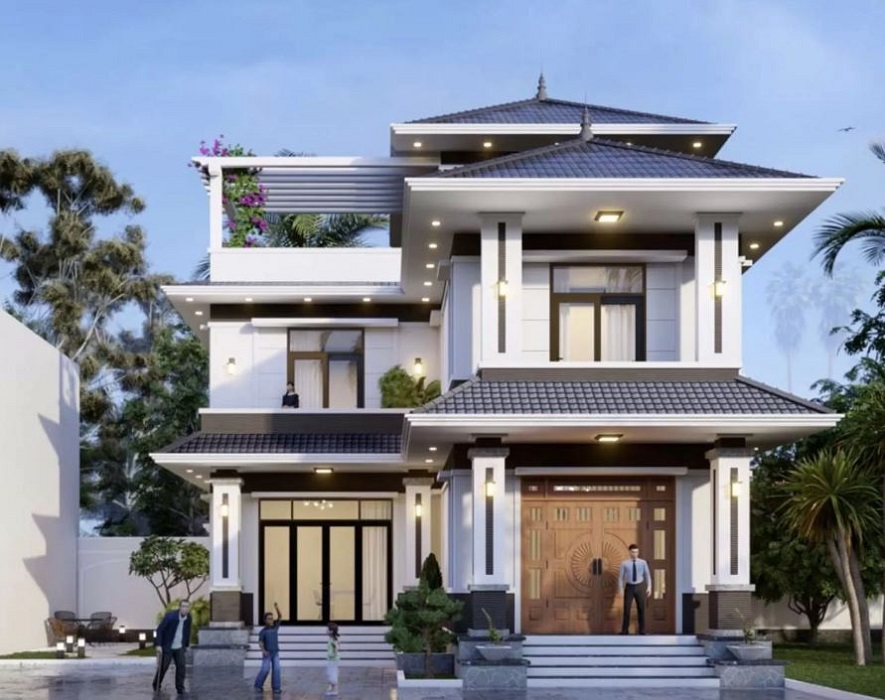 Top 15 mẫu nhà 2 tầng 1 tum hiện đại – Xu hướng xây dựng 2025