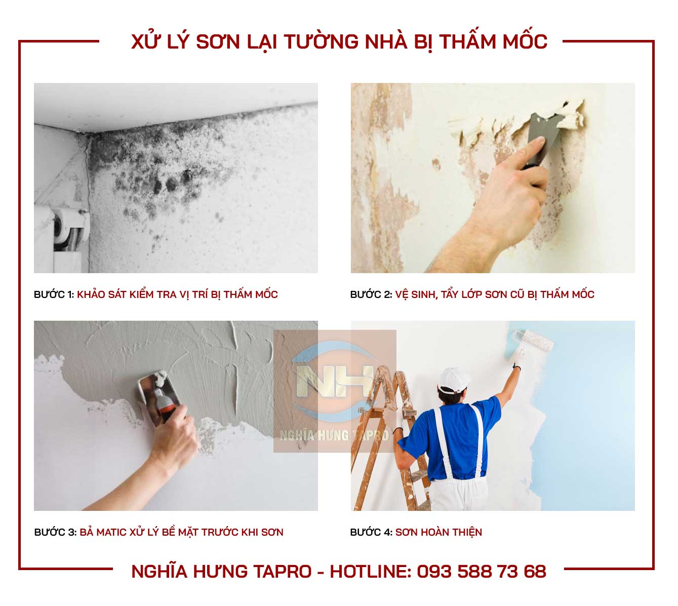 Quy trình sơn lại tường nhà bị thấm mốc