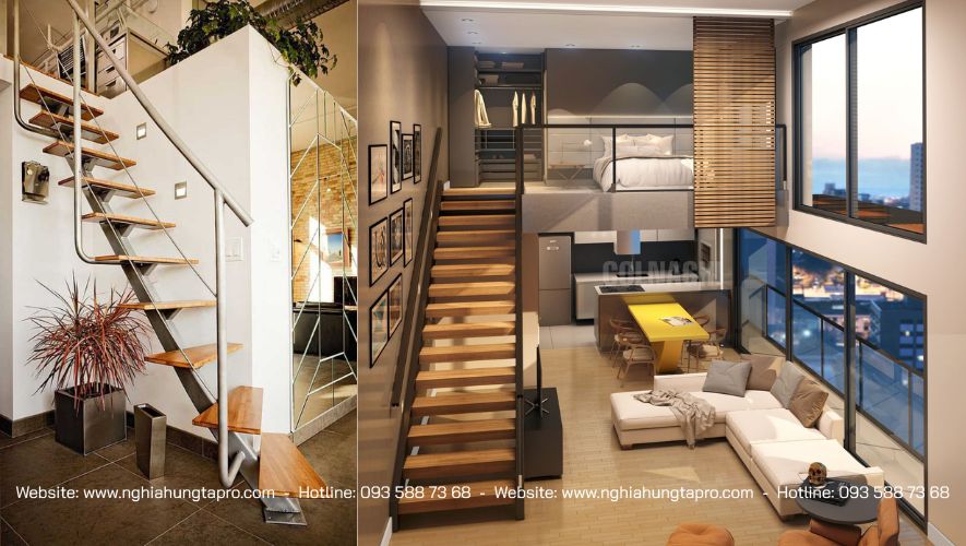 Cầu thang thẳng phù hợp với loại hình nhà ống nhỏ hẹp