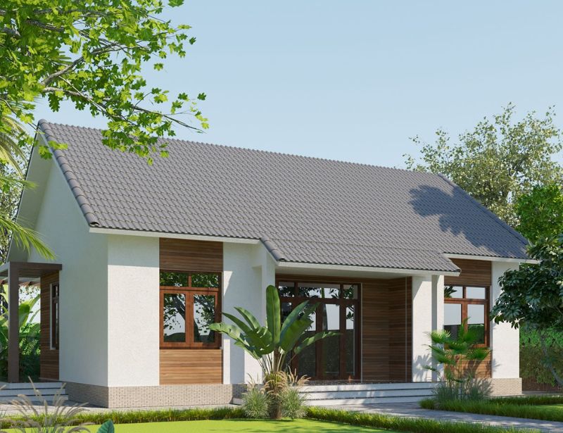 mẫu nhà cấp 4 mái Thái ở nông thôn độc đáo ấn tượng nhất