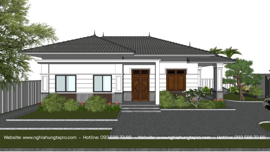 nhà cấp 4 sân vườn biêt thự mái Nhật