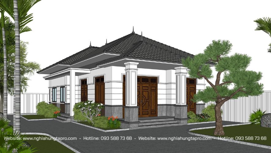 nhà cấp 4 sân vườn biêt thự mái Nhật
