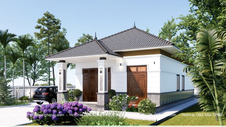 nhà cấp 4 sân vườn biêt thự mái Nhật