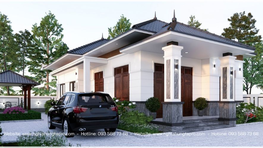 nhà cấp 4 sân vườn biêt thự mái Nhật
