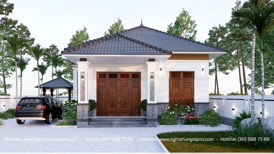 nhà cấp 4 sân vườn biêt thự mái Nhật