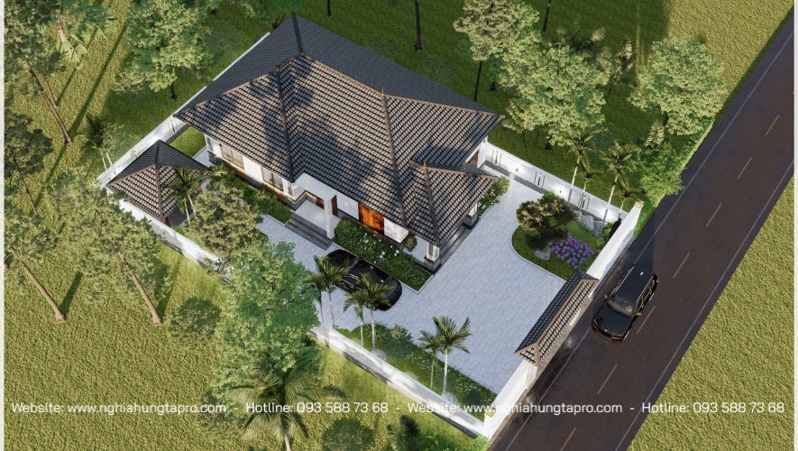 nhà cấp 4 sân vườn biêt thự mái Nhật