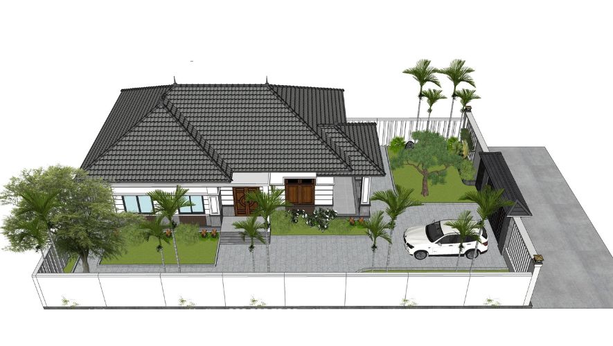 nhà cấp 4 sân vườn biêt thự mái Nhật