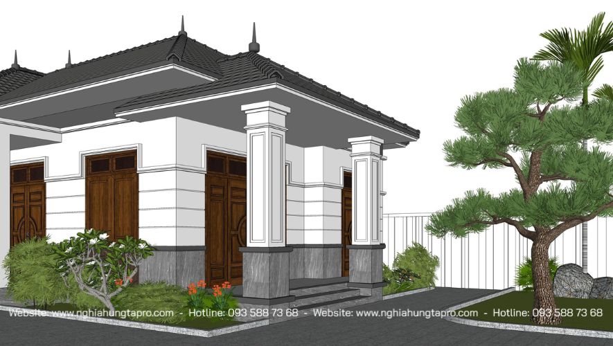 nhà cấp 4 sân vườn biêt thự mái Nhật
