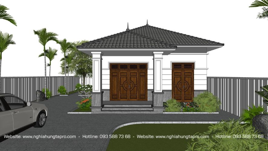 nhà cấp 4 sân vườn biêt thự mái Nhật