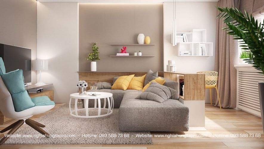 Nội thất hài hòa với màu sắc của phòng khách một cách hài hòa