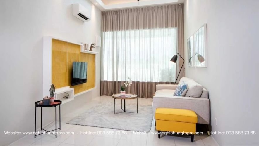 Phòng khách nhỏ được decor tông xuyệt tông độc đáo 