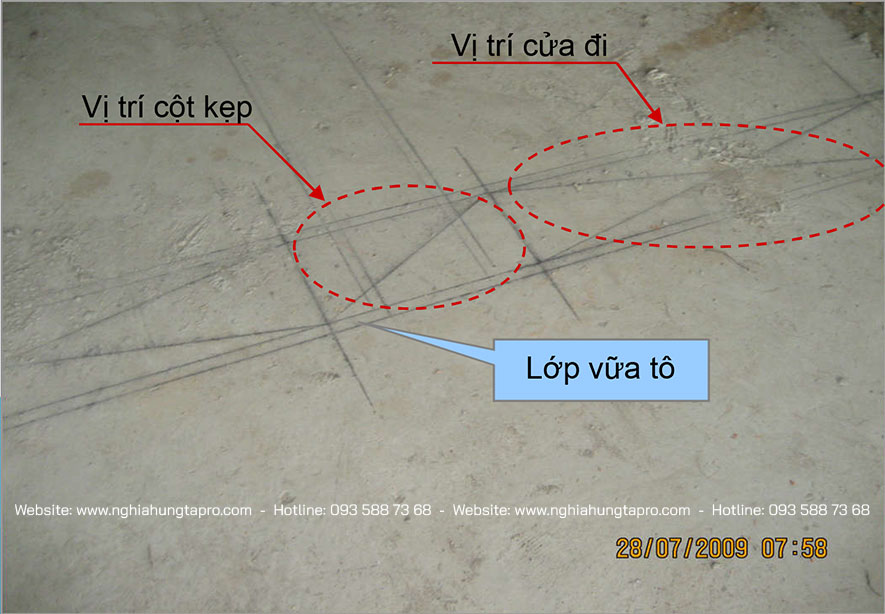Búng mực độ dày tường hoàn thiện (bao gồm cả lớp vữa tô)