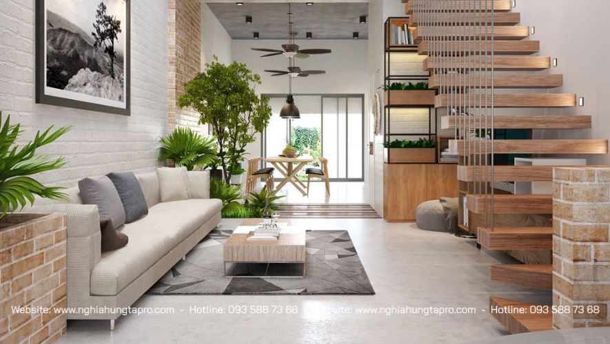 Nội thất gỗ và cây xanh mang đến hơi thở tự nhiên sinh khí cho căn nhà 