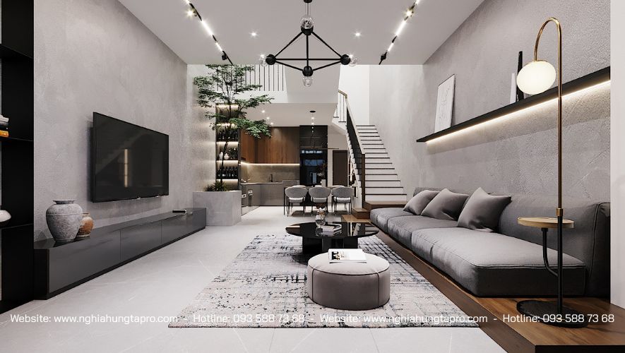 Nội thất phòng khách cực tối giản nhưng rất hiện đại