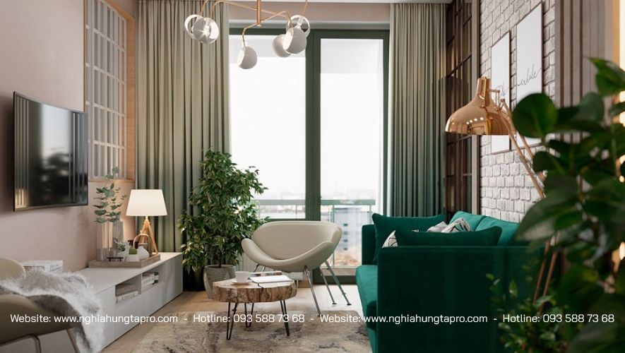 Trang trí phòng khách nhiều cây xanh tạo sự thoáng đãng 