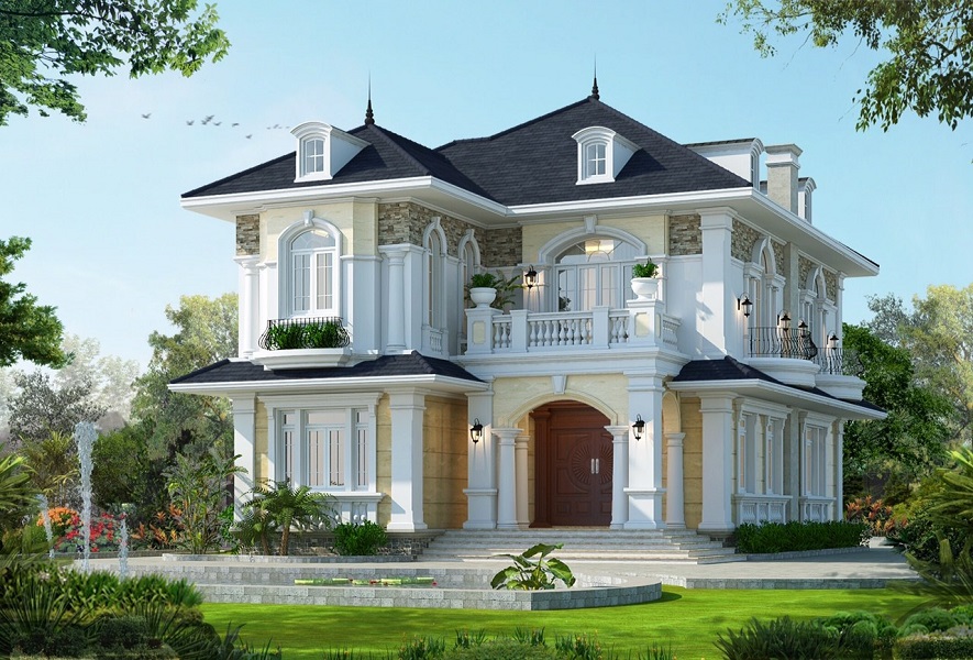 Mẫu nhà 2 tầng mặt tiền 8m hiện đại và thịnh hành 2025